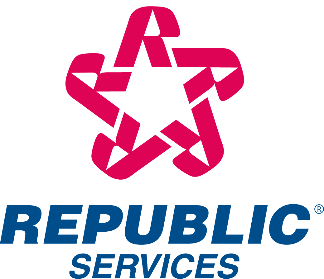 Red star logo above Republic Services business name in blue