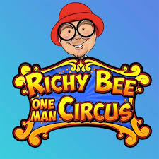 Logo on blue background, Richy Bee One Man Circus